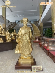 Tượng Khổng Minh đúc đồng đỏ nguyên chất dát vàng 9999