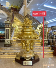 Đỉnh Tai Mây và Hạc Thờ Cỡ Lớn Thếp Vàng 9999