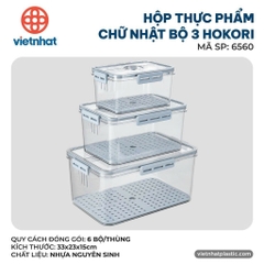 HỘP THỰC PHẨM CHỮ NHẬT BỘ 3 HOKORI 6560