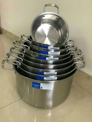 bộ nồi inox đáy tư longkock từ 16-36 12 món