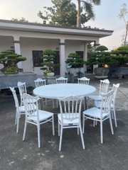 bàn nhựa tròn 150 cm chân liền kẽm sơn tĩnh điện