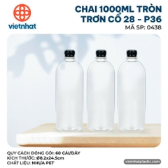 CHAI 1000ML TRÒN TRƠN CỔ 28 P36-0438