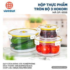 HỘP THỰC PHẨM TRÒN BỘ 3 HOKORI 6558