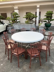 bàn nhựa tròn 140 cm chân liền kẽm sơn tinh điện