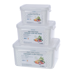 HỘP THỰC PHẨM CHỮ NHẬT 2 LỚP THÁI BÉ HOKORI 6572-1