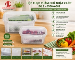 HỘP THỰC PHẨM CHỮ  NHẬT 2 LỚP BỘ 2 6580+6582