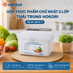 HỘP THỰC PHẨM CHỮ NHẬT 2 LỚP THÁI ĐẠI HOKORI 6572-3