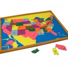 Bản đồ ghép hình nước Mỹ cao cấp đóng khung gỗ sồi – Premium America puzzle map with beechwood frame