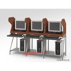 Bàn vi tính 3 chỗ khung sắt