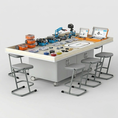 Bàn học công nghệ lắp ráp robot phòng học STEAM Lab 6-8 học sinh