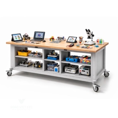Bàn học công nghệ mặt gỗ tự nhiên phòng STEAM Lab dài 2400mm SONGVIET EEC
