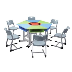 Bàn học sinh đa chức năng xếp hình lục giác Chân Oval