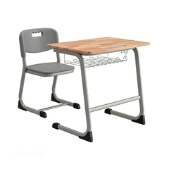 Bộ bàn ghế học sinh 1 chỗ ngồi cố định S-study mặt gỗ tự nhiên Cao Su 18mm rộng 600mm