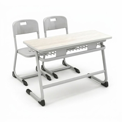 Bàn học sinh 2 chỗ ngồi cố định có chắn gầm bàn mặt gỗ MDF 17mm