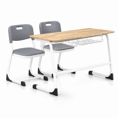 Bàn học sinh 2 chỗ ngồi cố định không có chắn gầm bàn mặt gỗ Cao Su ghép 17mm Phủ PU