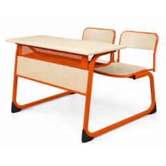 Bàn học sinh khung Oval liền ghế 2 chỗ có tựa S-study ergonomic