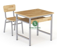 Bàn ghế học sinh 1 chỗ ngồi gỗ cao su