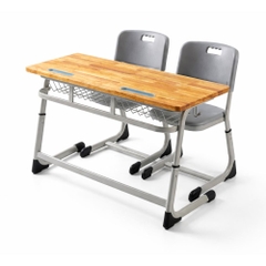 Bàn học sinh S-study ergonomic 2 chỗ ngồi tăng chỉnh chiều cao mặt gỗ cao su phủ PU