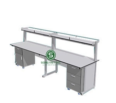 Bàn thí nghiệm áp tường có giá để thiết bị