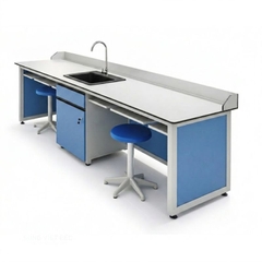 Bàn thí nghiệm hóa sinh mặt HPL compact- chậu nhựa vòi inox chịu axit