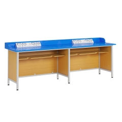 Bàn thí nghiệm lý 4 chỗ chân sắt 2 bảng điện