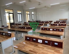 Bàn thí nghiệm lý 2 chỗ gỗ cao su ghép thanh