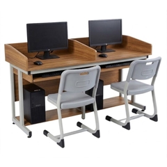 Bàn vi tính 2 chỗ ngồi ghế công thái học chống gù chống cận gỗ flywood