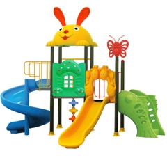 Bộ nhà 2 khối cầu trượt xoắn mái thỏ