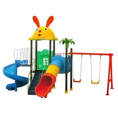 Bộ nhà 2 khối xích đu cầu trượt xoắn