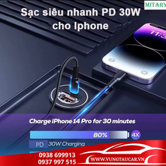 Tẩu sạc ô tô siêu nhanh PUGAN 100w - 2 cổng USB và TYPE C