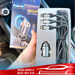Tẩu sạc ô tô siêu nhanh PUGAN 100w - 2 cổng USB và TYPE C