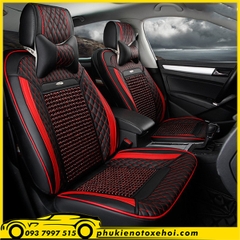 Áo ghế xe hơi đen đỏ hạt gỗ