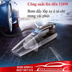 Máy hút bụi kèm bơm lốp ô tô siêu khỏe 120w chính hãng