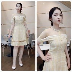Đầm xòe caro phối lưới - GR0096