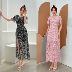 Maxi xẻ đùi hoa nhí cột eo S&M - GR0226