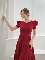 Đầm xòe tay phồng nhún bèo S&M - GR0223