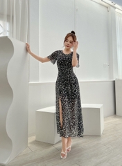 Maxi xẻ đùi hoa nhí cột eo S&M - GR0226