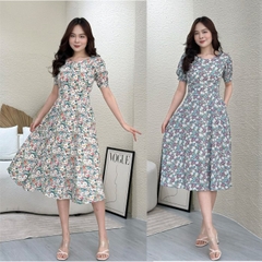 Đầm xòe hoa nhí tay phồng (CÓ TÚI)- GR0244