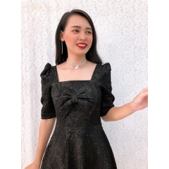 Đầm xòe dự tiệc tapta đính nơ sang trọng S&M GR0143