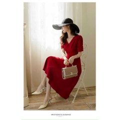 Đầm xòe form dài cổ bẻ đính nút S&M cực xinh, giá rẻ GR169