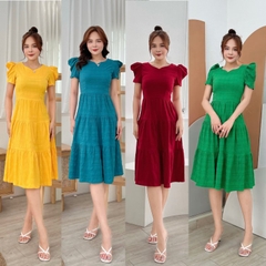 Đầm xòe tay phồng nhún bèo S&M - GR0223