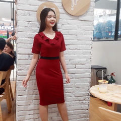 Đầm ôm cổ phối bèo - GR0090