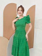 Đầm xòe tay phồng nhún bèo S&M - GR0223