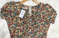 Đầm xòe hoa nhí form dài, cổ vuông xếp ly bèo, tay búp sen - GR0243
