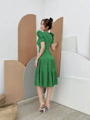 Đầm xòe tay phồng nhún bèo S&M - GR0223