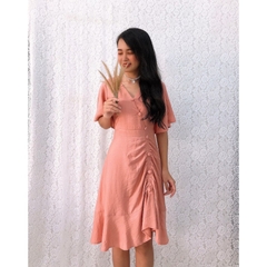 Đầm Xòe S&M Tùng Rút Thun Phối Bèo, Đính Nút Sang Trọng, Giá Rẻ GR0138