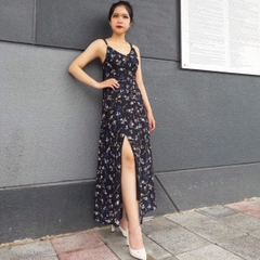 ĐẦM MAXI HOA XẺ ĐÙI 2 DÂY - GR0053