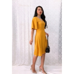 Đầm Xòe S&M Tùng Rút Thun Phối Bèo, Đính Nút Sang Trọng, Giá Rẻ GR0138