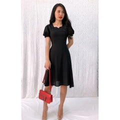 Đầm Xòe Voan Chiffon S&M Cổ Bẻ Đính Nút Tôn Dáng, Xinh Đẹp, Giá Rẻ GR156