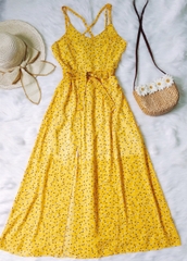 ĐẦM MAXI HOA XẺ ĐÙI 2 DÂY - GR0053